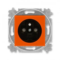 5519H-A02357 66  Zásuvka jednonásobná s ochranným kolíkem, s clonkami, oranžová / kouřová černá